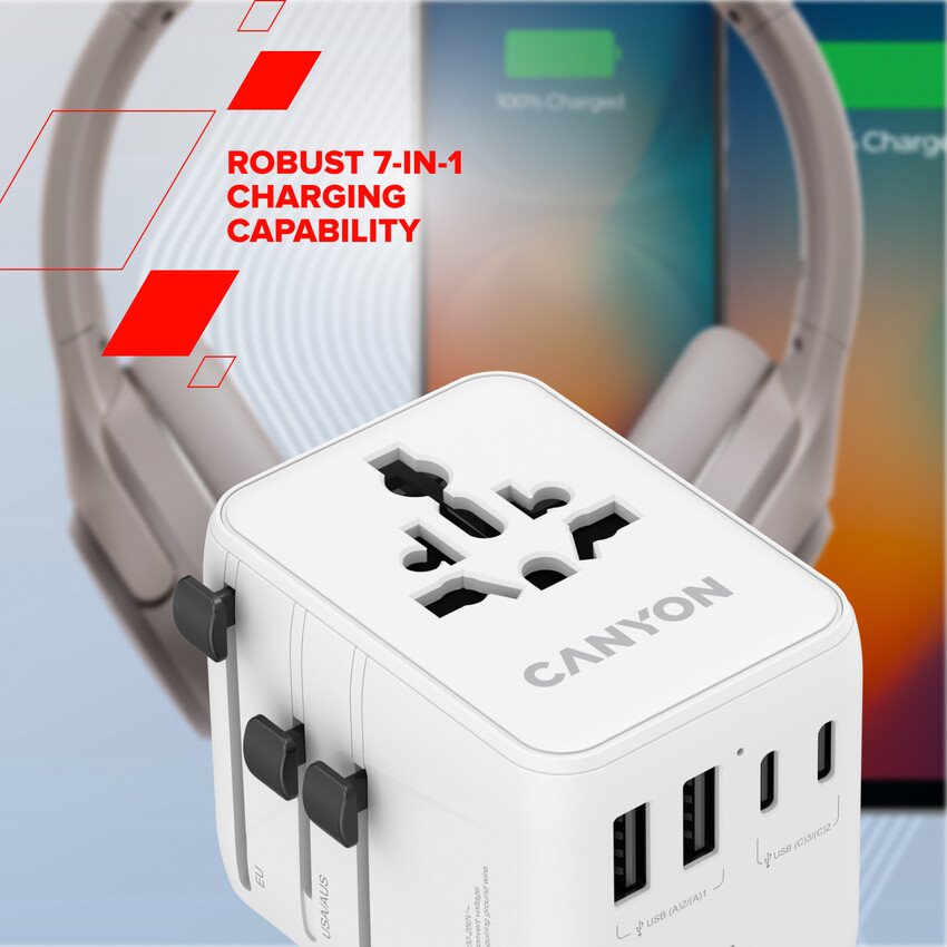 CANYON Travel Adapter OnTour 20 EU/UK/US/AUS 70W White