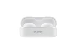 CANYON TWS-1 Bluetooth sportovní sluchátka s mikrofonem, BT V5, nabíjecí pouzdro 300mAh, bílá