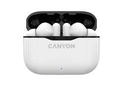 CANYON TWS-3 Bluetooth sportovní sluchátka s mikrofonem, BT V5, nabíjecí pouzdro 300mAh, bílá
