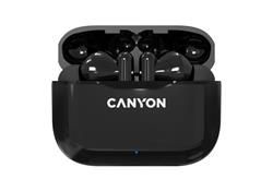 CANYON TWS-3 Bluetooth sportovní sluchátka s mikrofonem, BT V5, nabíjecí pouzdro 300mAh, cerná