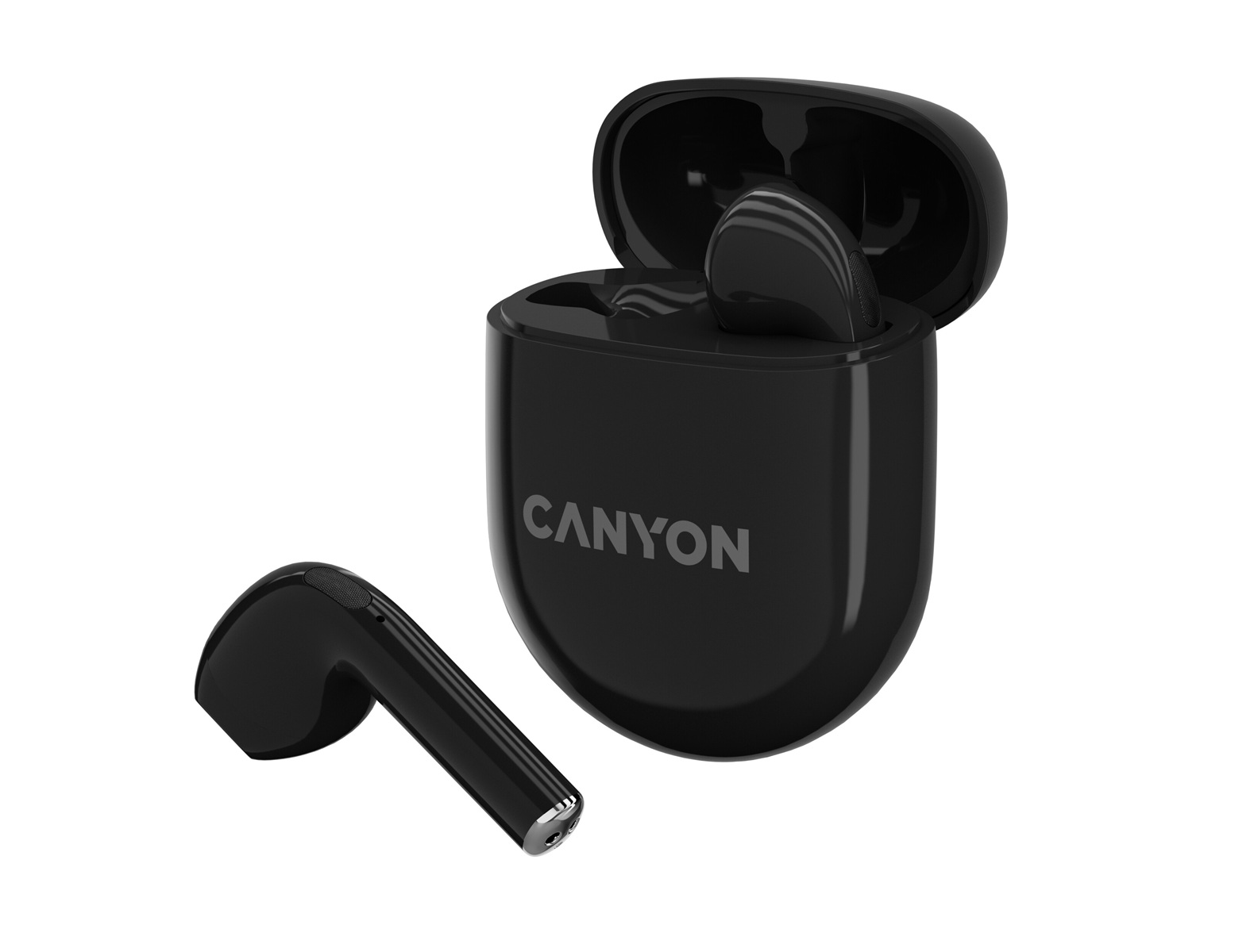 CANYON TWS-6 BT sluchátka s mikrofonem, BT V5.3 JL 6976D4, pouzdro 400mAh+30mAh až 22h, černá
