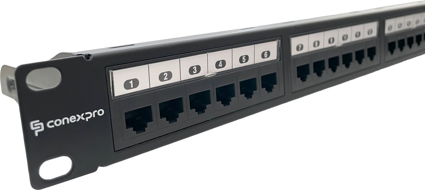Conexpro Patch panel 19" 24xRJ45, CAT6A, UTP, 1U, černý