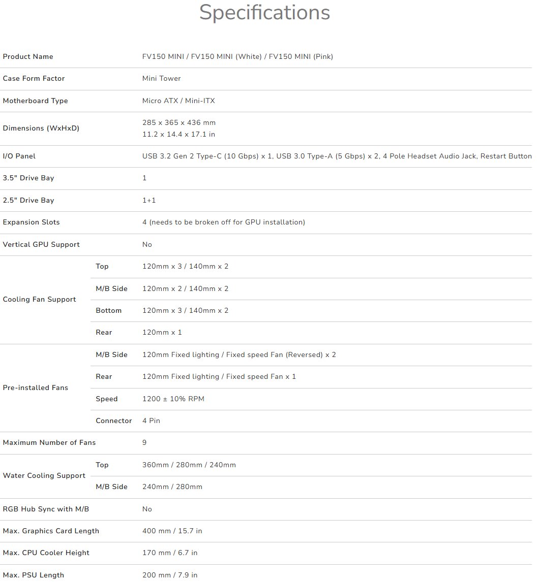 COUGAR PC skříň FV150 RGB Black Mini tower