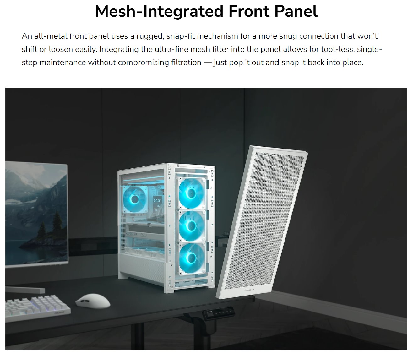 COUGAR PC skříň MX230 Black RGB Mid Tower Mesh Front Panel 4 x 120mm ARGB Fans TG Left Panel