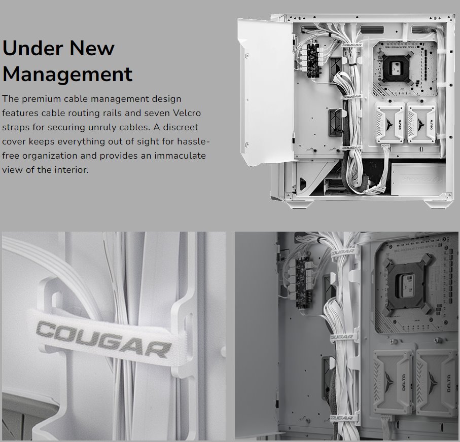 COUGAR PC skříň MX600 Black Full Tower Mesh Front Panel 3 x 140mm + 1 x 120mm Fans TG Left Panel