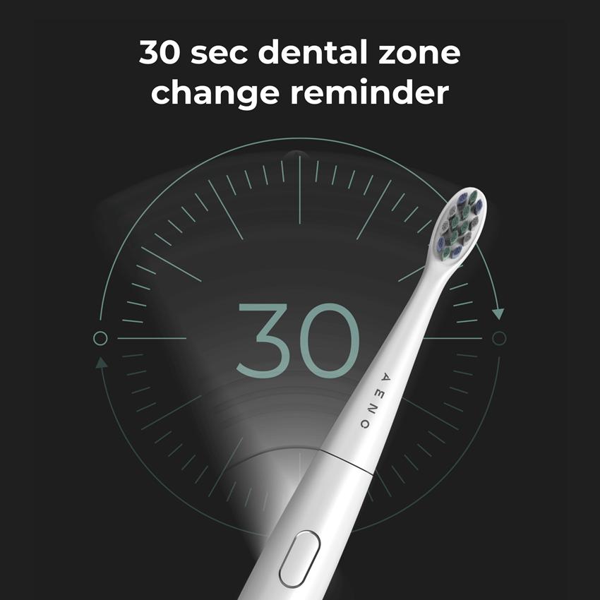 AENO Elektrický kartáček DB8 - 30000 RPM, 3 módy, 3 hlavice, zrcátko, čistící nástroj, Bílá