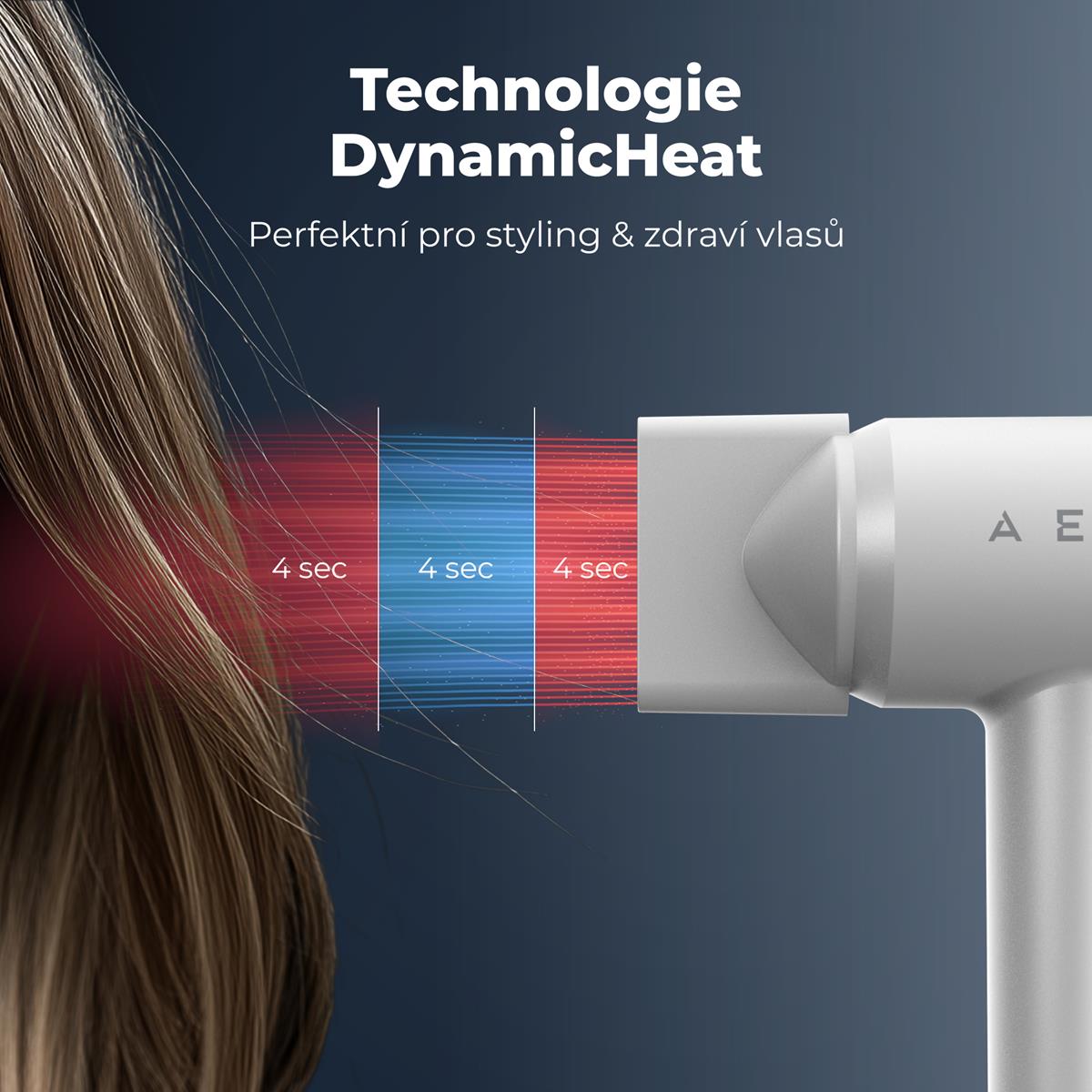 AENO Fén na vlasy HD4 - vysokorychlostní fén, technologie Dynamic Heat, Ionizace, LCD displej
