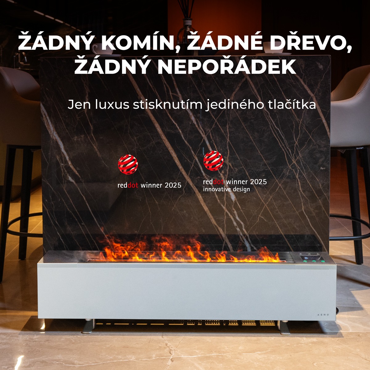 AENO FH1S Chytré Topení,konvekce + efekt plamene, 2000W, Bílá