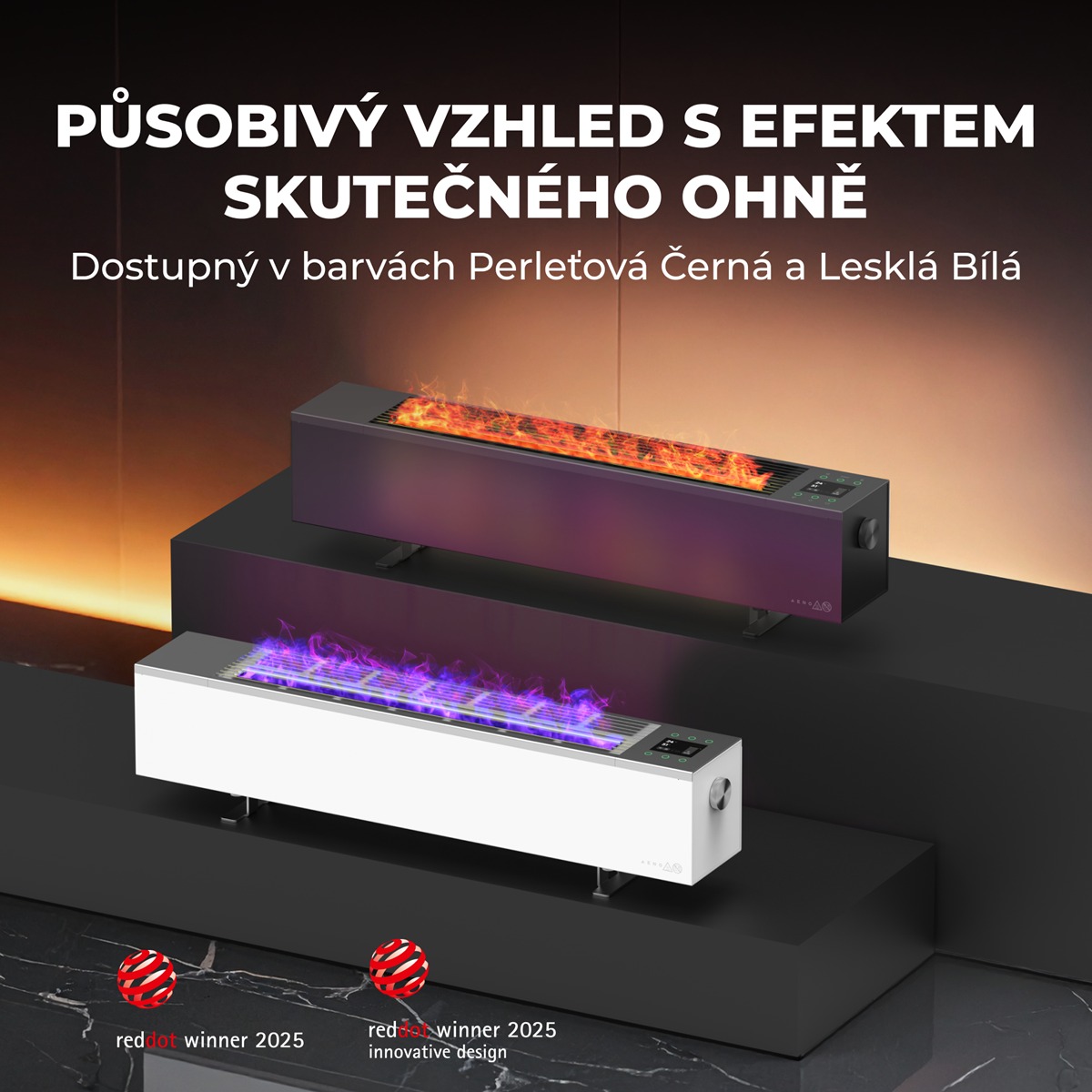 AENO FH1S Chytré Topení,konvekce + efekt plamene, 2000W, Bílá