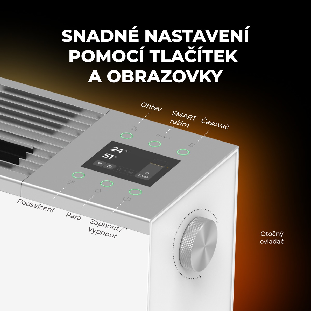 AENO FH1S Chytré Topení,konvekce + efekt plamene, 2000W, Bílá