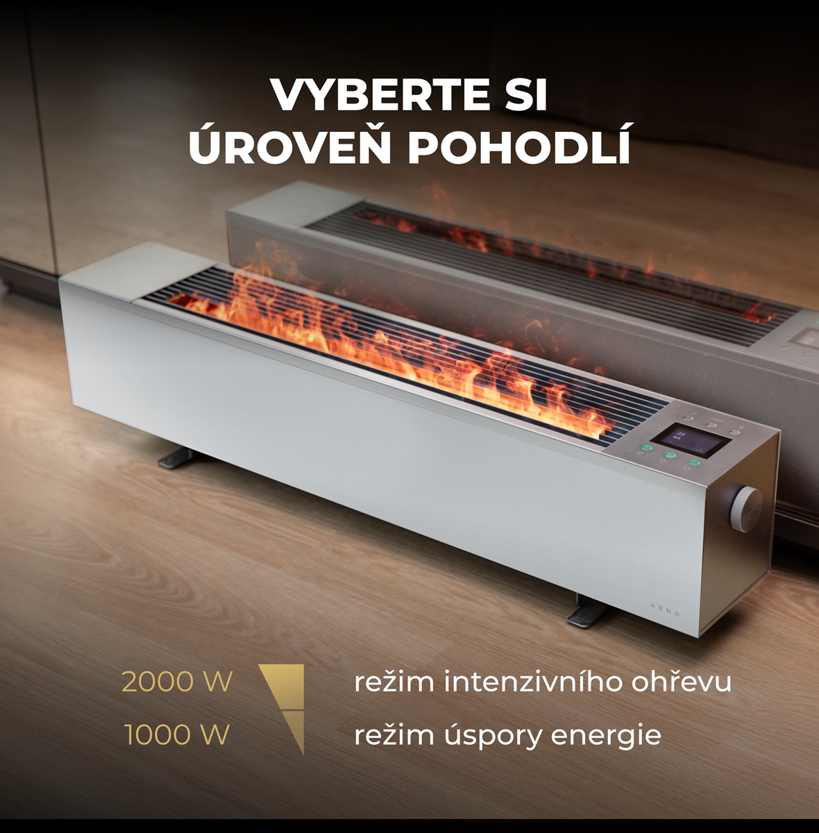 AENO FH1S Chytré Topení,konvekce + efekt plamene, 2000W, Bílá