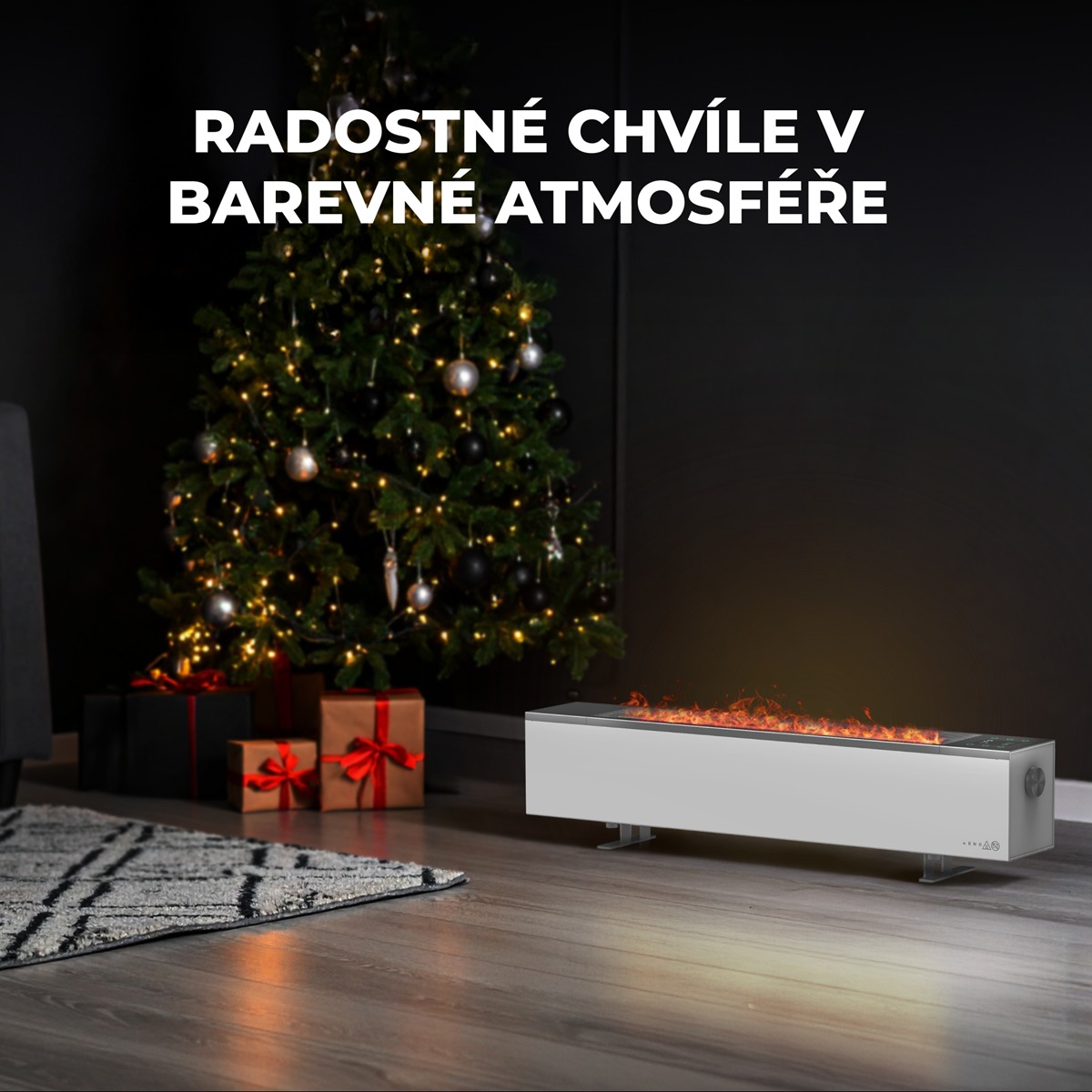 AENO FH1S Chytré Topení,konvekce + efekt plamene, 2000W, Bílá