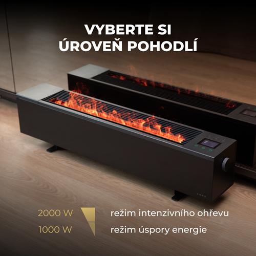 AENO FH2S Chytré Topení,konvekce + efekt plamene, 2000W, Černá