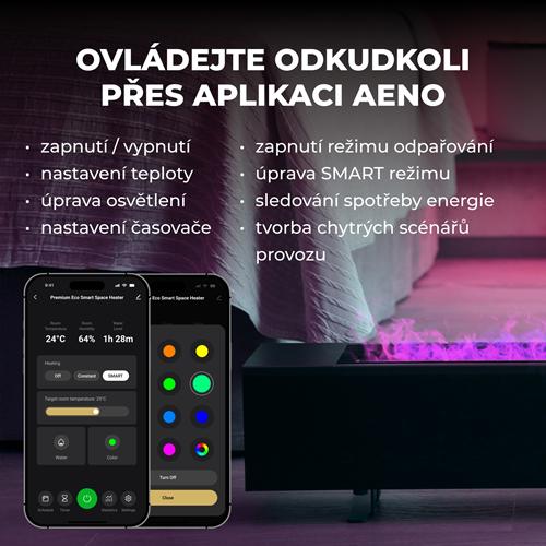 AENO FH2S Chytré Topení,konvekce + efekt plamene, 2000W, Černá