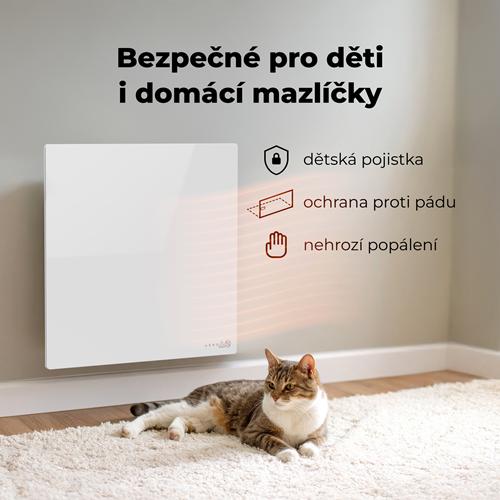 AENO GH11s Quadro Chytré Topení, infrared + konvekce, tvrzené sklo, 500W, 50x50cm, Bílá