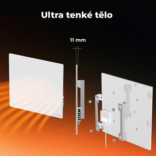 AENO GH11s Quadro Chytré Topení, infrared + konvekce, tvrzené sklo, 500W, 50x50cm, Bílá - mírně poškozený obal