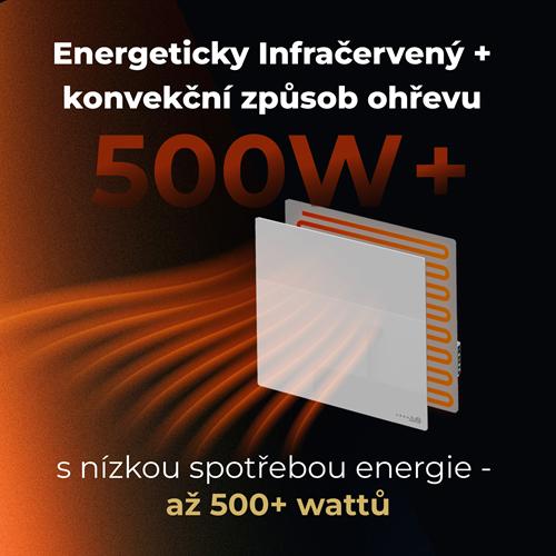 AENO GH11s Quadro Chytré Topení, infrared + konvekce, tvrzené sklo, 500W, 50x50cm, Bílá - mírně poškozený obal