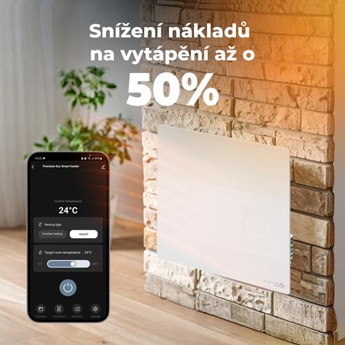 AENO GH11s Quadro Chytré Topení, infrared + konvekce, tvrzené sklo, 500W, 50x50cm, Bílá - mírně poškozený obal