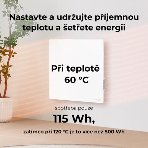 AENO GH11s Quadro Chytré Topení, infrared + konvekce, tvrzené sklo, 500W, 50x50cm, Bílá - mírně poškozený obal