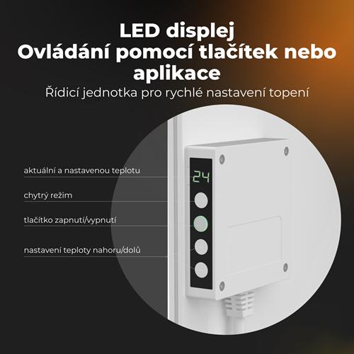 AENO GH11s Quadro Chytré Topení, infrared + konvekce, tvrzené sklo, 500W, 50x50cm, Bílá - mírně poškozený obal