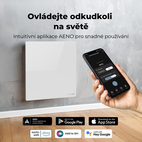 AENO GH11s Quadro Chytré Topení, infrared + konvekce, tvrzené sklo, 500W, 50x50cm, Bílá - mírně poškozený obal