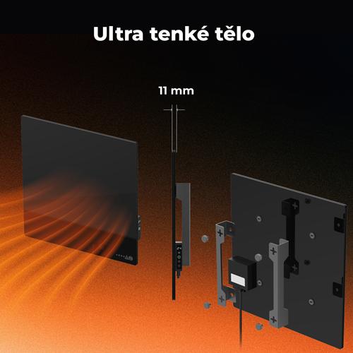 AENO GH12s Quadro Chytré Topení, infrared + konvekce, tvrzené sklo, 500W, 50x50cm, Černá