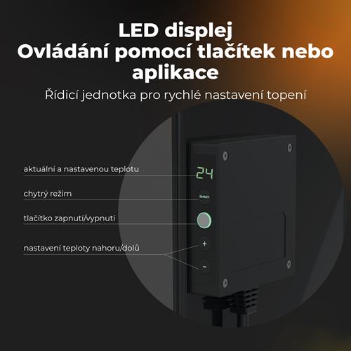 AENO GH12s Quadro Chytré Topení, infrared + konvekce, tvrzené sklo, 500W, 50x50cm, Černá