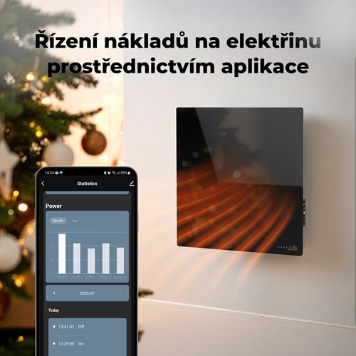 AENO GH12s Quadro Chytré Topení, infrared + konvekce, tvrzené sklo, 500W, 50x50cm, Černá