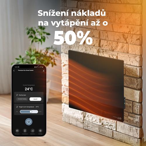 AENO GH12s Quadro Chytré Topení, infrared + konvekce, tvrzené sklo, 500W, 50x50cm, Černá - poškozený obal