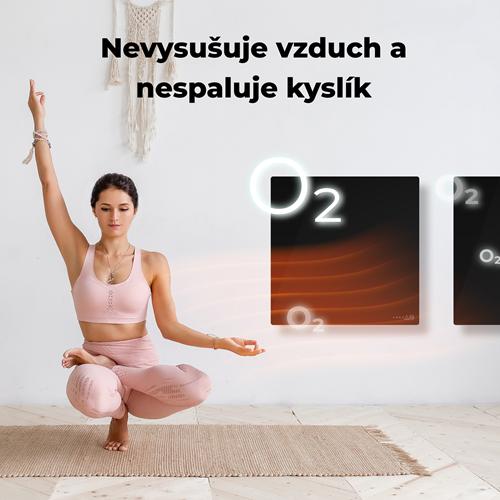AENO GH12s Quadro Chytré Topení, infrared + konvekce, tvrzené sklo, 500W, 50x50cm, Černá - poškozený obal