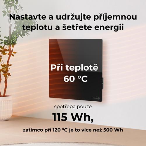 AENO GH12s Quadro Chytré Topení, infrared + konvekce, tvrzené sklo, 500W, 50x50cm, Černá - poškozený obal