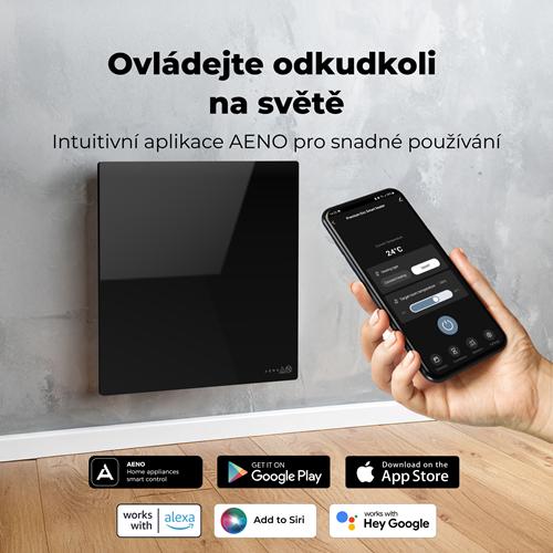 AENO GH12s Quadro Chytré Topení, infrared + konvekce, tvrzené sklo, 500W, 50x50cm, Černá - poškozený obal