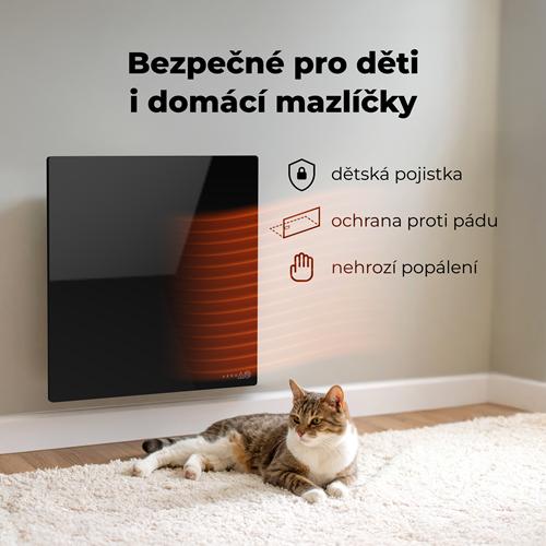 AENO GH12s Quadro Chytré Topení, infrared + konvekce, tvrzené sklo, 500W, 50x50cm, Černá - poškozený obal