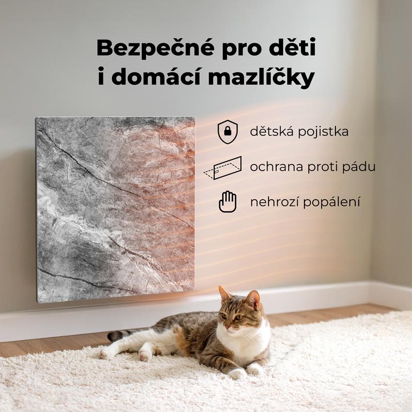 AENO GH13s Quadro Chytré Topení, infrared + konvekce, tvrzené sklo, 500W, 50x50cm, Antique marble - LIMITOVANÁ EDICE