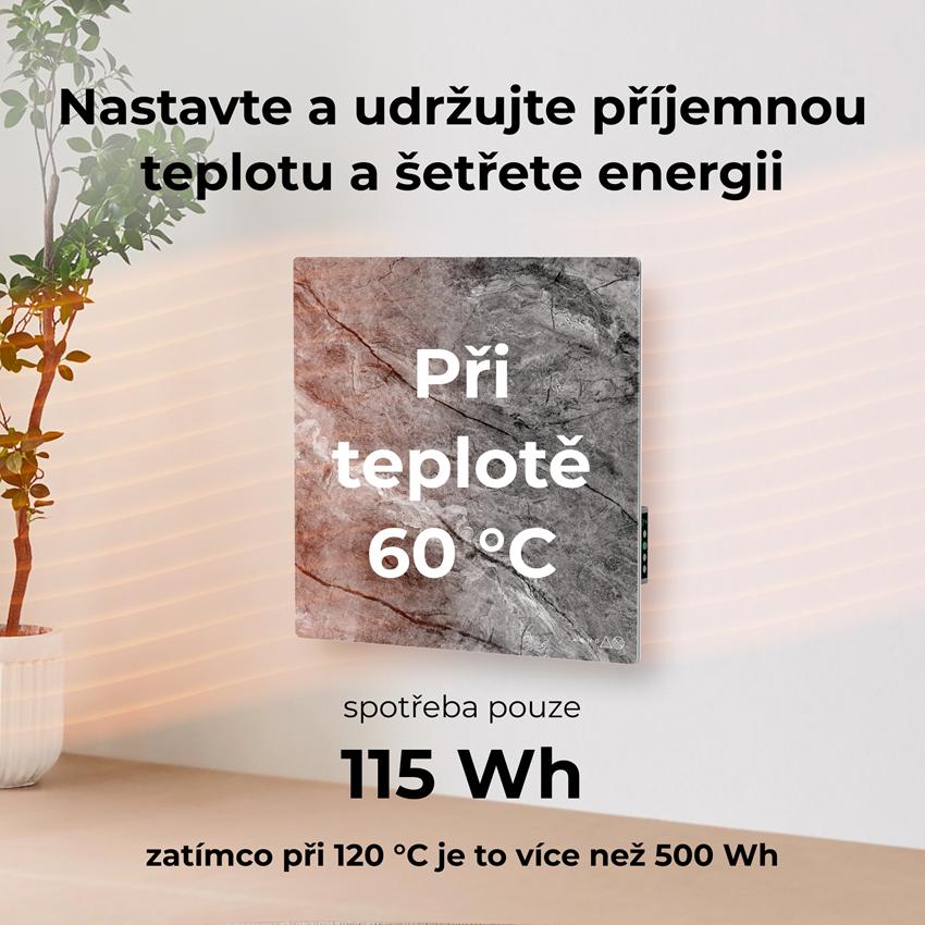 AENO GH13s Quadro Chytré Topení, infrared + konvekce, tvrzené sklo, 500W, 50x50cm, Antique marble - LIMITOVANÁ EDICE