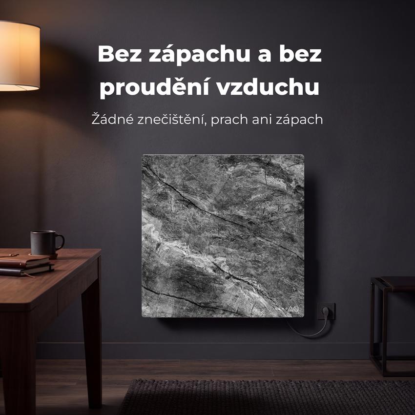 AENO GH13s Quadro Chytré Topení, infrared + konvekce, tvrzené sklo, 500W, 50x50cm, Antique marble - LIMITOVANÁ EDICE
