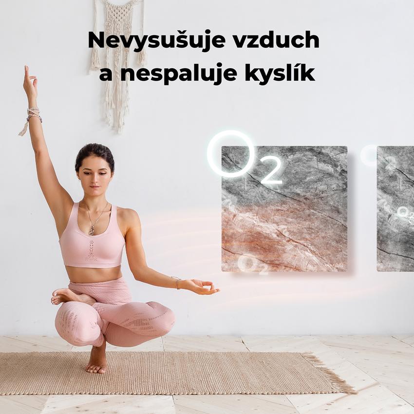 AENO GH13s Quadro Chytré Topení, infrared + konvekce, tvrzené sklo, 500W, 50x50cm, Antique marble - LIMITOVANÁ EDICE