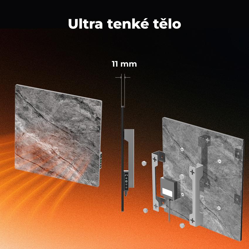 AENO GH13s Quadro Chytré Topení, infrared + konvekce, tvrzené sklo, 500W, 50x50cm, Antique marble - LIMITOVANÁ EDICE