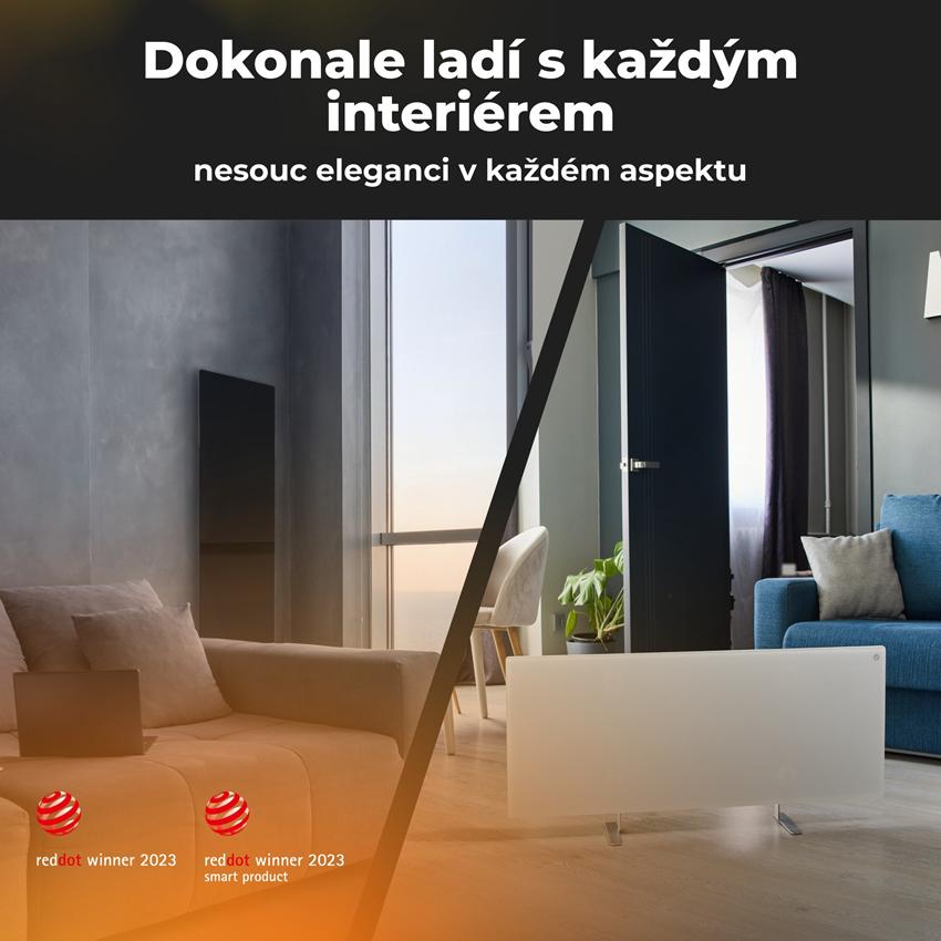 AENO GH1s Chytré Topení, infrared + konvekce, tvrzené sklo, 700W, Bílá