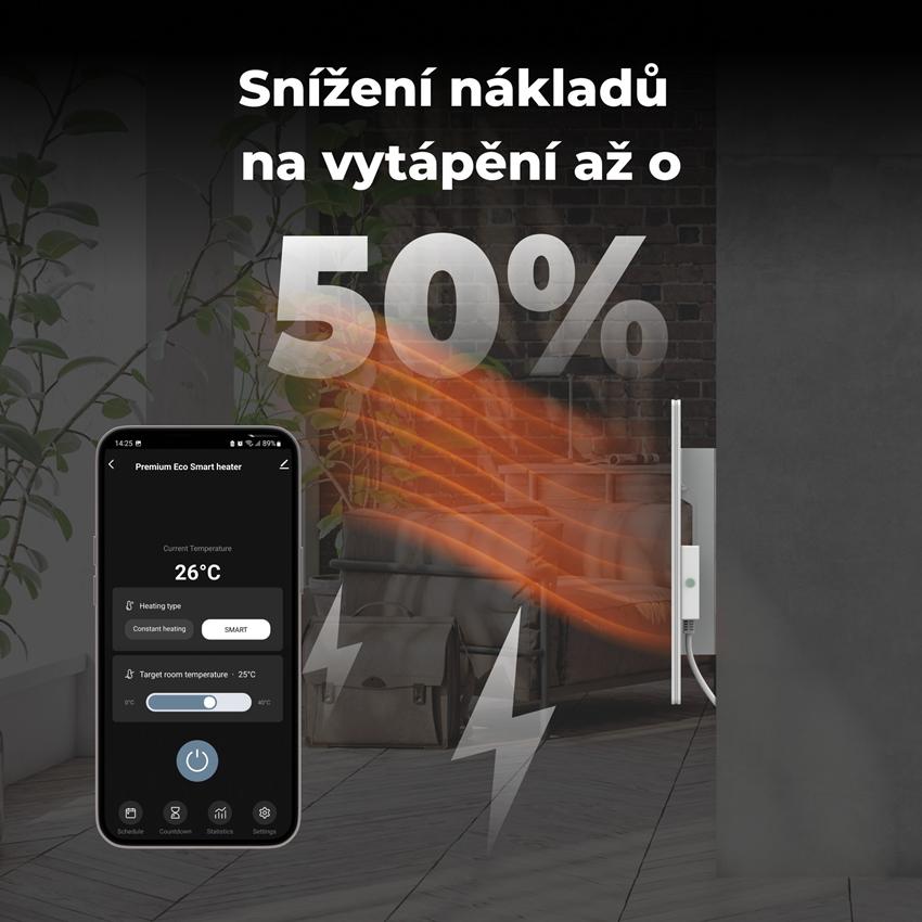 AENO GH1s Chytré Topení, infrared + konvekce, tvrzené sklo, 700W, Bílá