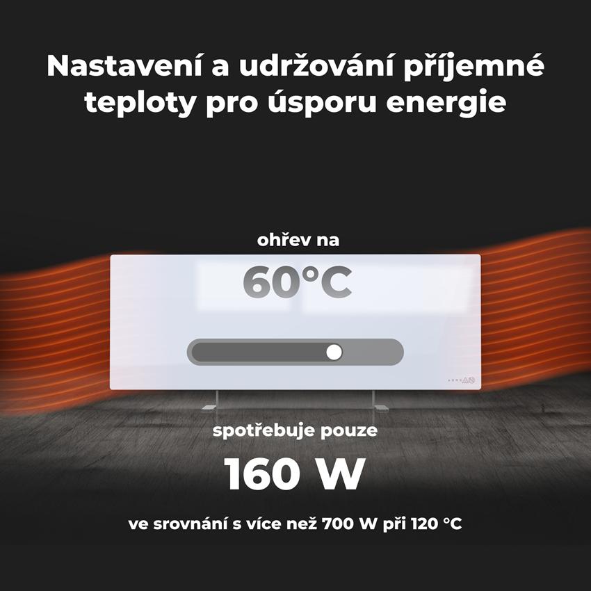 AENO GH1s Chytré Topení, infrared + konvekce, tvrzené sklo, 700W, Bílá