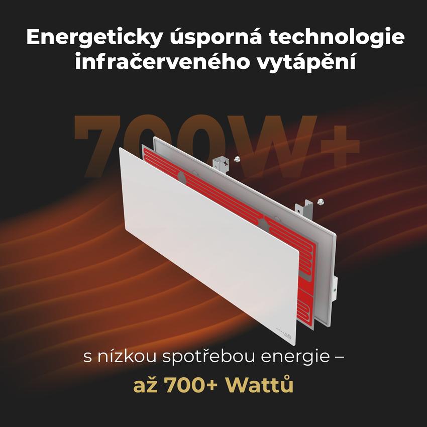 AENO GH1s Chytré Topení, infrared + konvekce, tvrzené sklo, 700W, Bílá - LEHCE POŠKOZENÝ OBAL