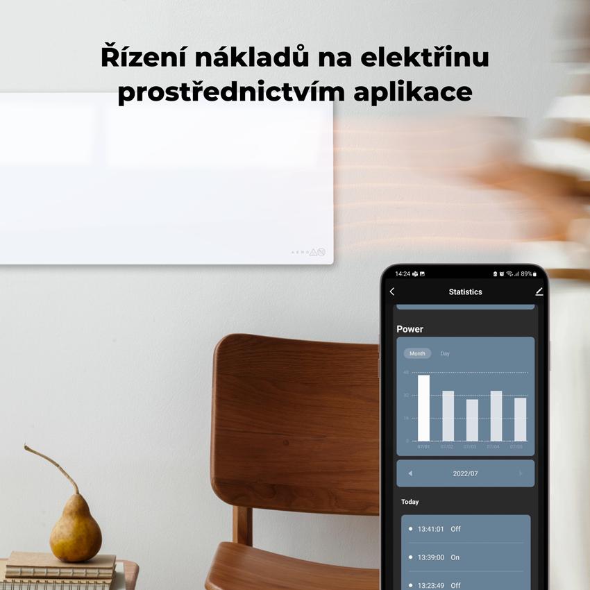 AENO GH1s Chytré Topení, infrared + konvekce, tvrzené sklo, 700W, Bílá - LEHCE POŠKOZENÝ OBAL