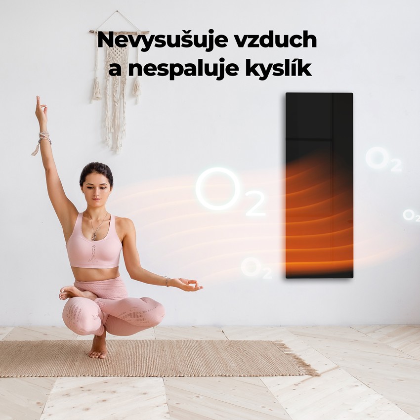 AENO GH2s Chytré Topení, infrared + konvekce, tvrzené sklo, 700W, Černá