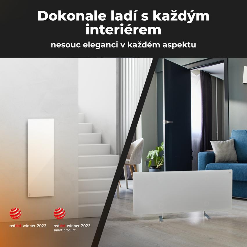 AENO GH3s Chytré Topení, infrared + konvekce, tvrzené sklo,LED displej, 700W, Bílá
