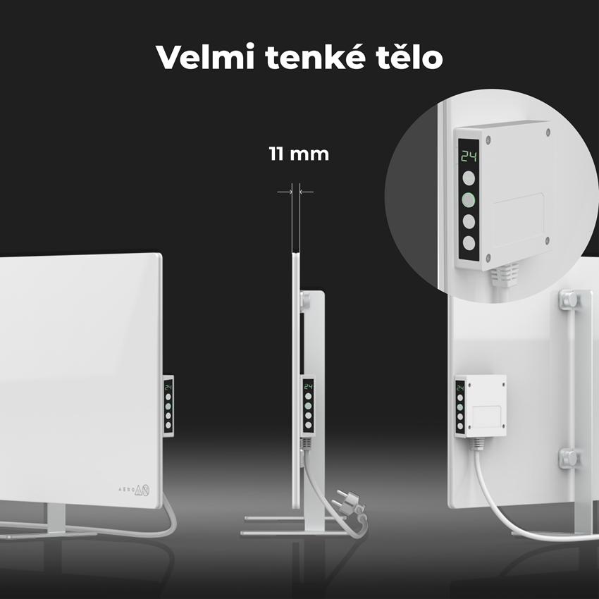 AENO GH3s Chytré Topení, infrared + konvekce, tvrzené sklo,LED displej, 700W, Bílá