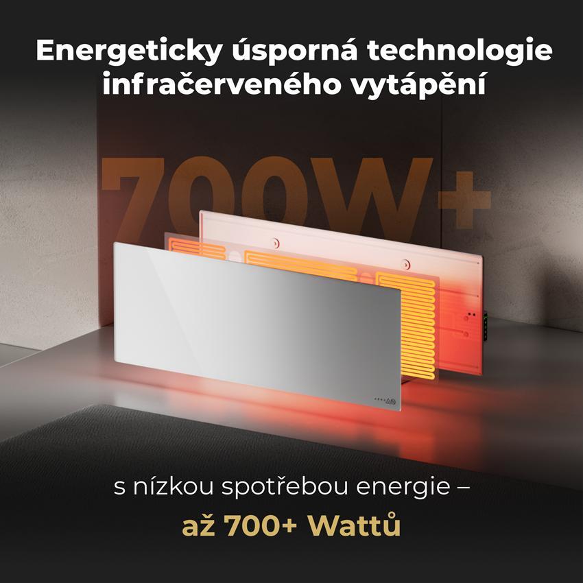 AENO GH3s Chytré Topení, infrared + konvekce, tvrzené sklo,LED displej, 700W, Bílá