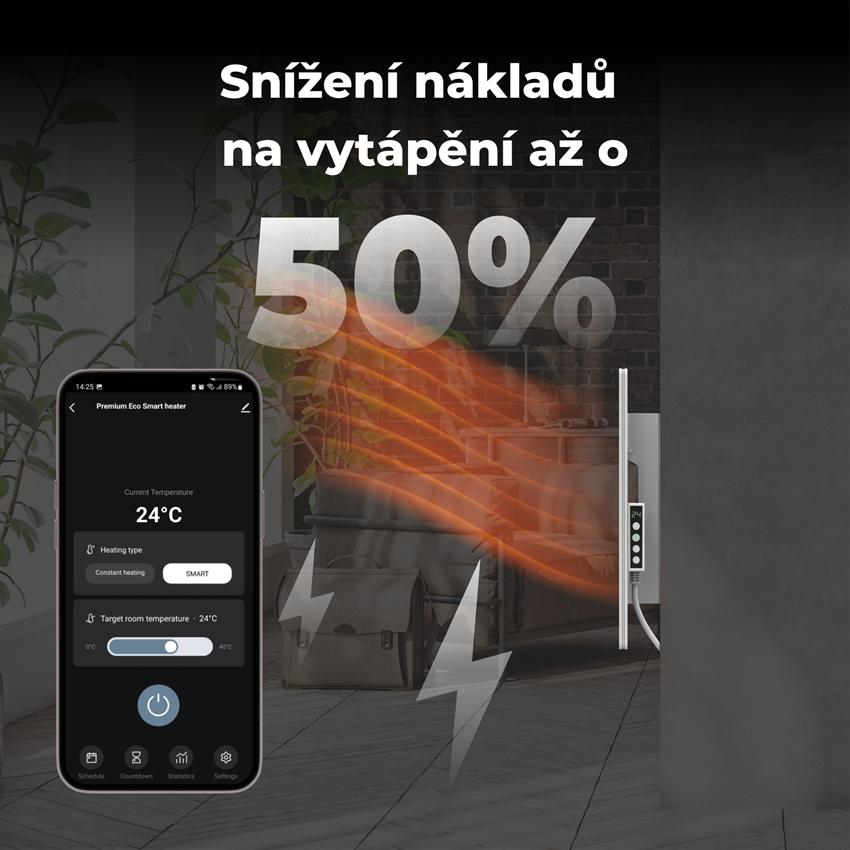 AENO GH3s Chytré Topení, infrared + konvekce, tvrzené sklo,LED displej, 700W, Bílá