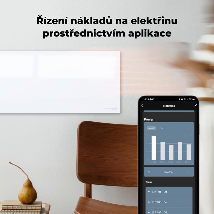 AENO GH3s Chytré Topení, infrared + konvekce, tvrzené sklo,LED displej, 700W, Bílá