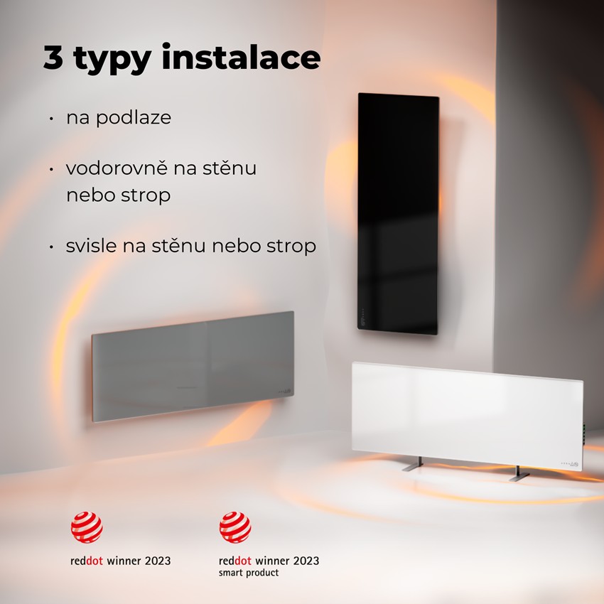 AENO GH4s Chytré Topení, infrared + konvekce, tvrzené sklo,LED displej, 700W, Černá